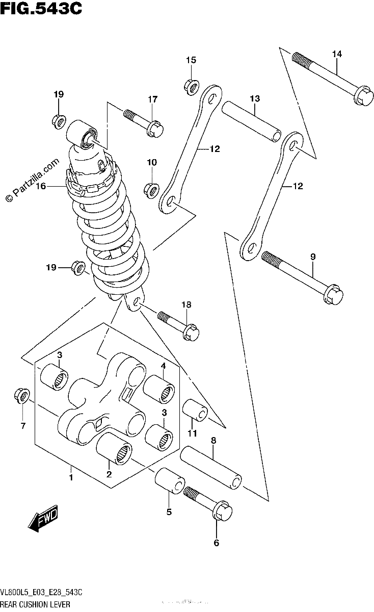 Diagrama de REAR CUSHION LEVER VL800TL5 E03