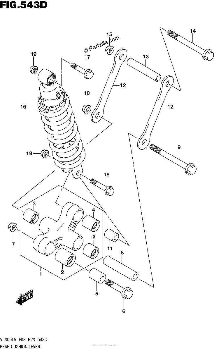 Diagrama de REAR CUSHION LEVER VL800TL5 E28