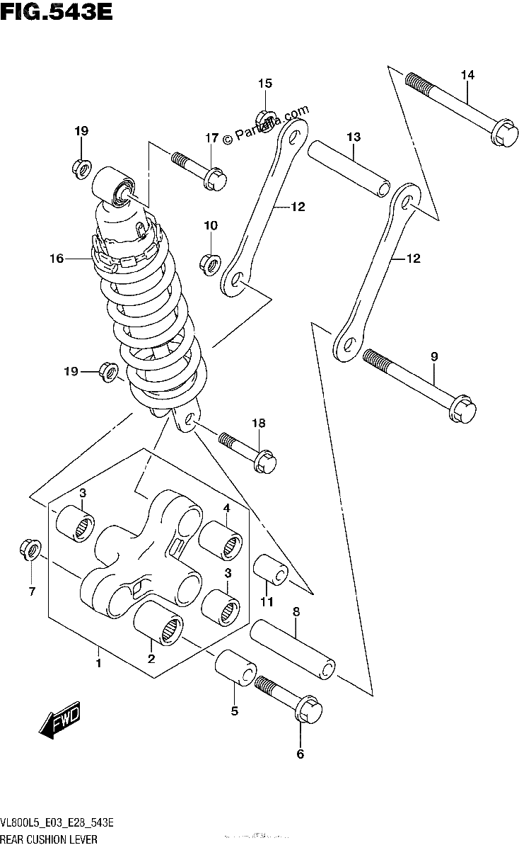 Diagrama de REAR CUSHION LEVER VL800TL5 E33