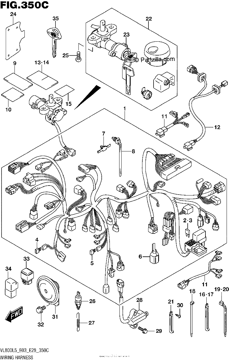 Diagrama de WIRING HARNESS VL800TL5 E03