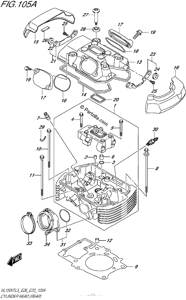 Diagrama de CYLINDER HEAD REAR