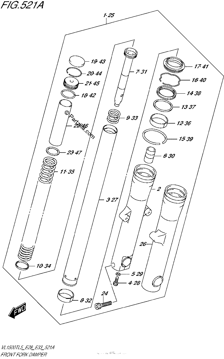 Diagrama de FRONT FORK DAMPER