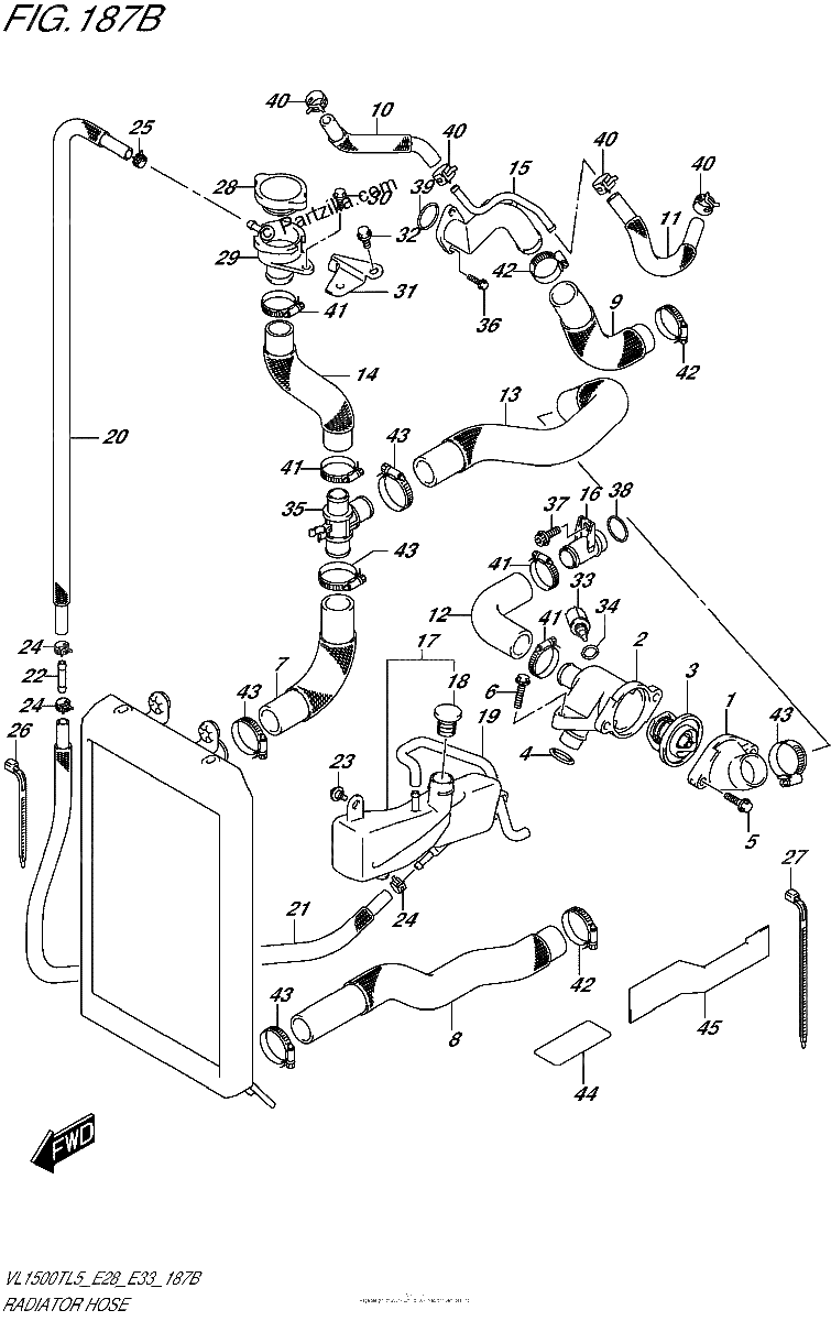 Diagrama de RADIATOR HOSE VL1500TL5 E33