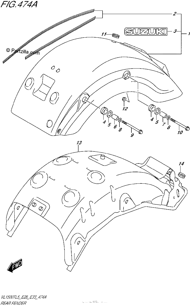 Diagrama de REAR FENDER