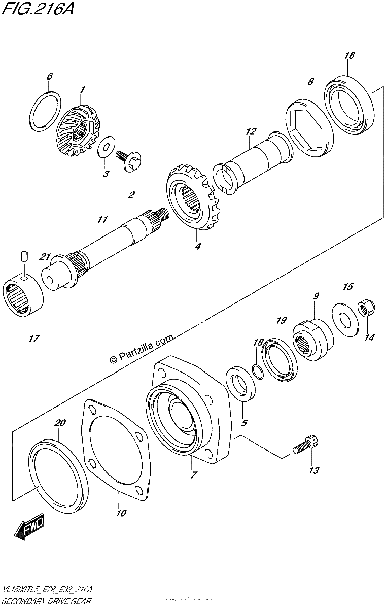 Diagrama de SECONDARY DRIVE GEAR