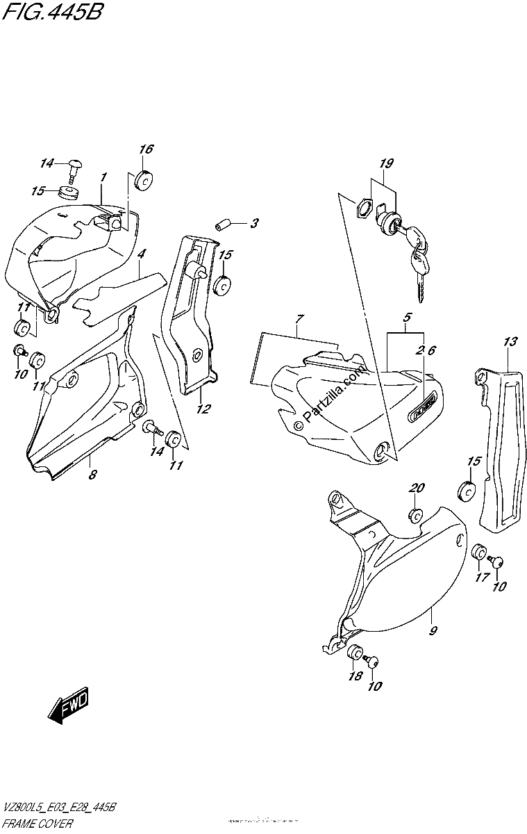 Diagrama de FRAME COVER VZ800L5 E28