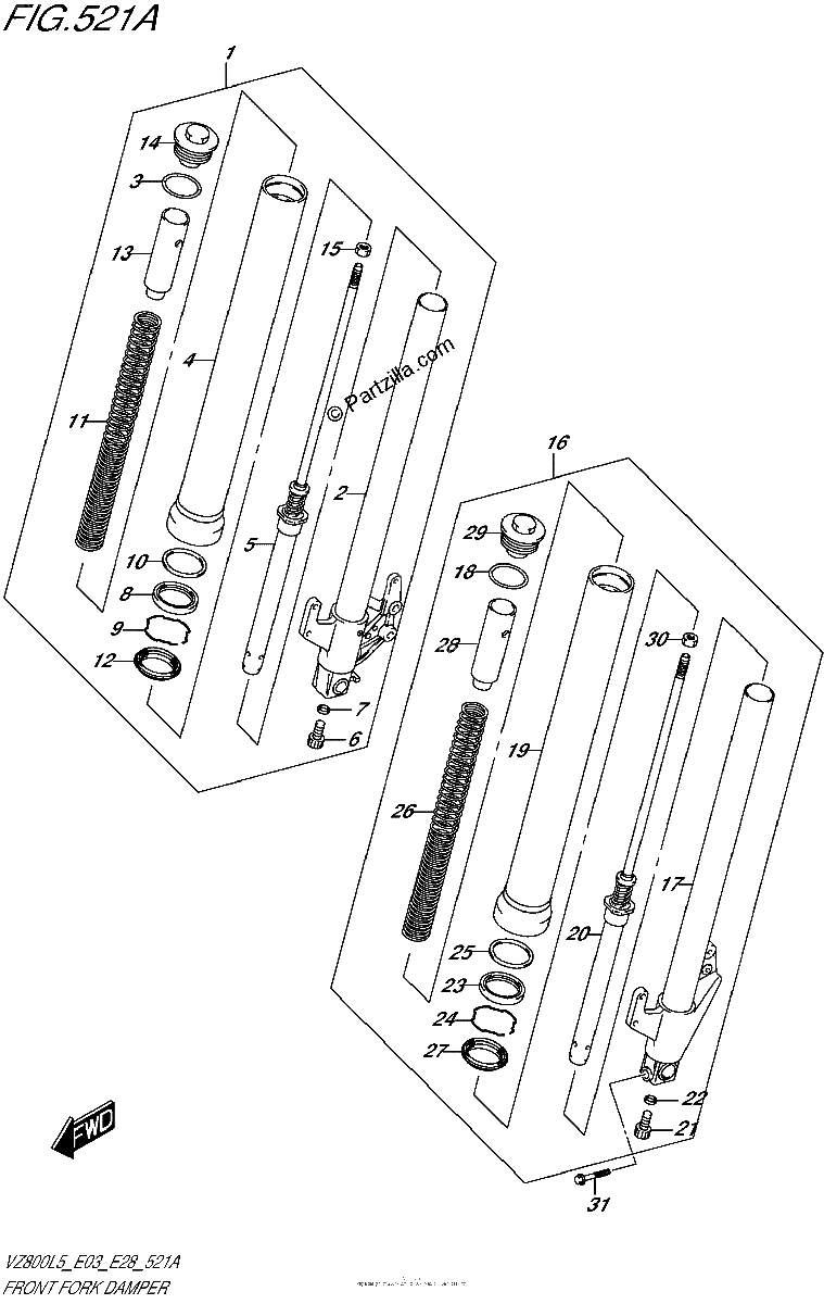 Diagrama de FRONT FORK DAMPER