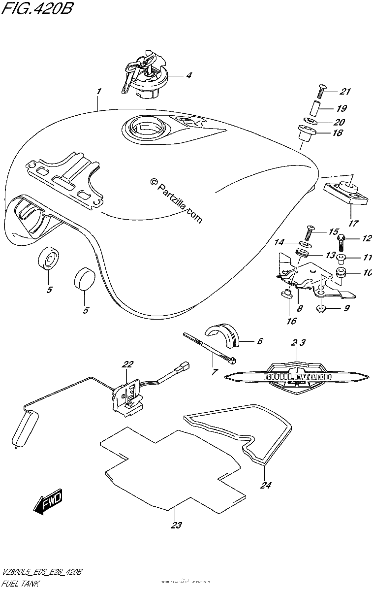 Diagrama de FUEL TANK VZ800L5 E28