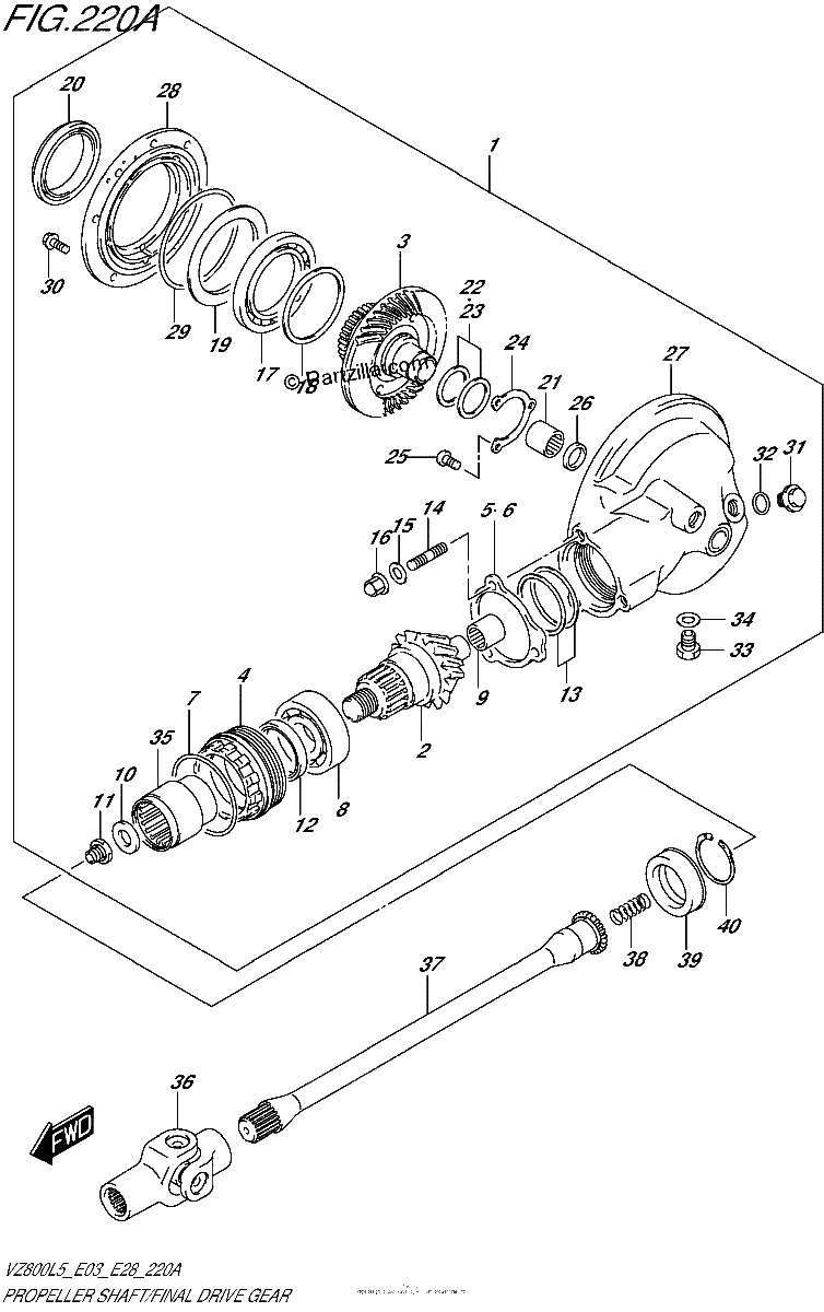 Diagrama de PROPELLER SHAFT FINAL DRIVE GEAR