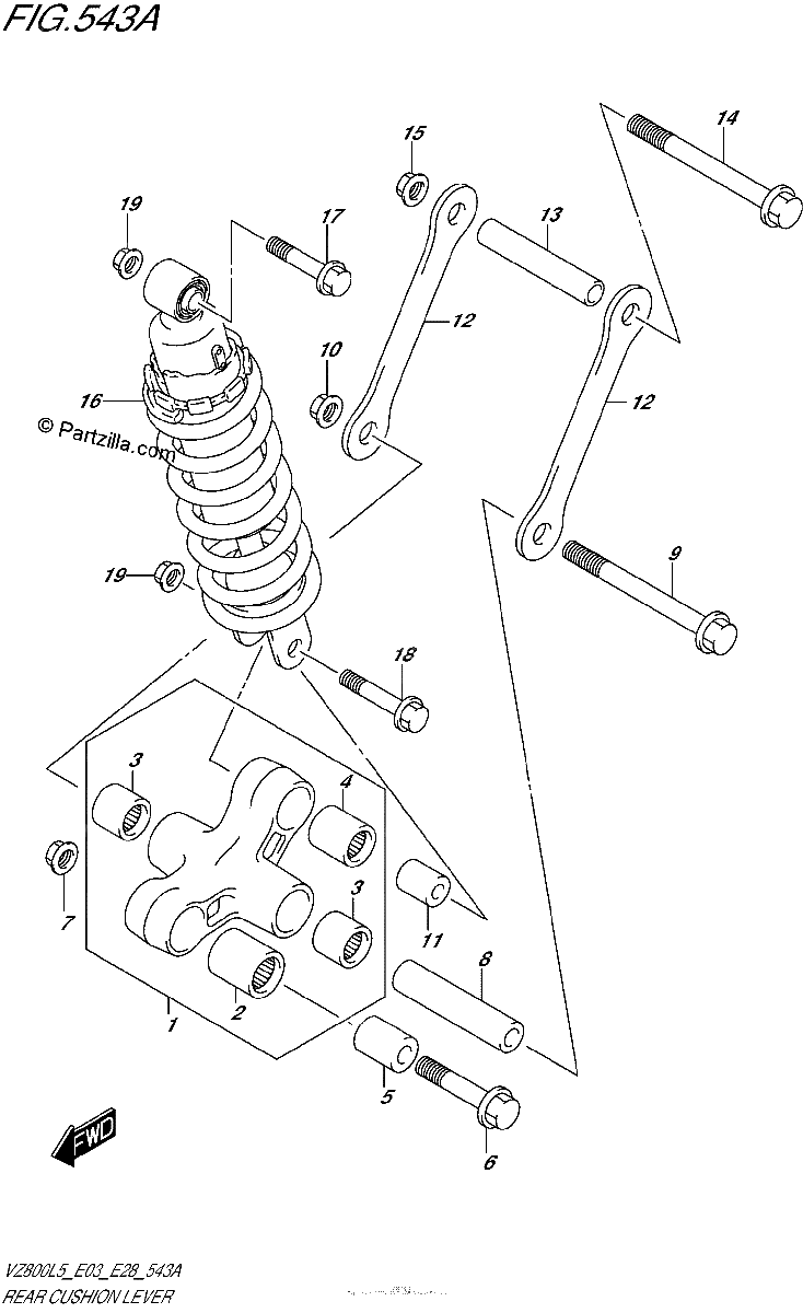 Diagrama de REAR CUSHION LEVER