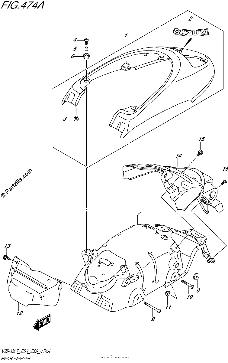 Diagrama de REAR FENDER