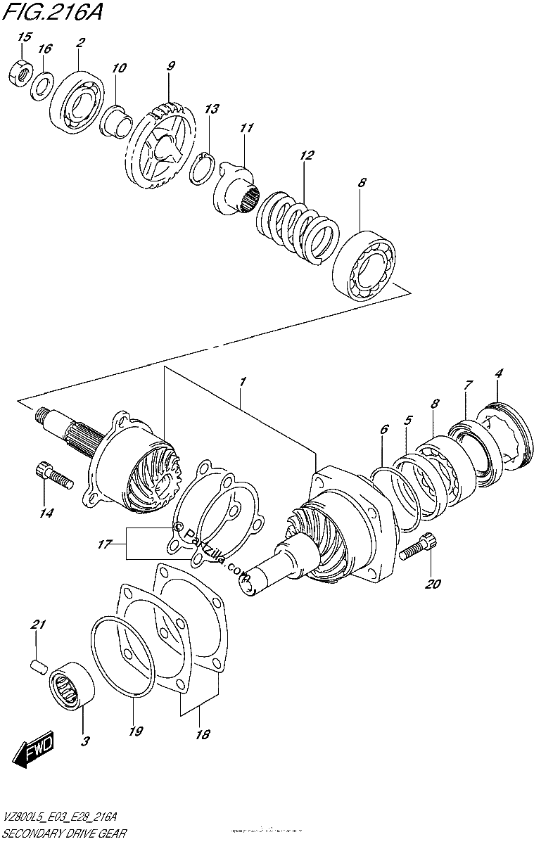 Diagrama de SECONDARY DRIVE GEAR