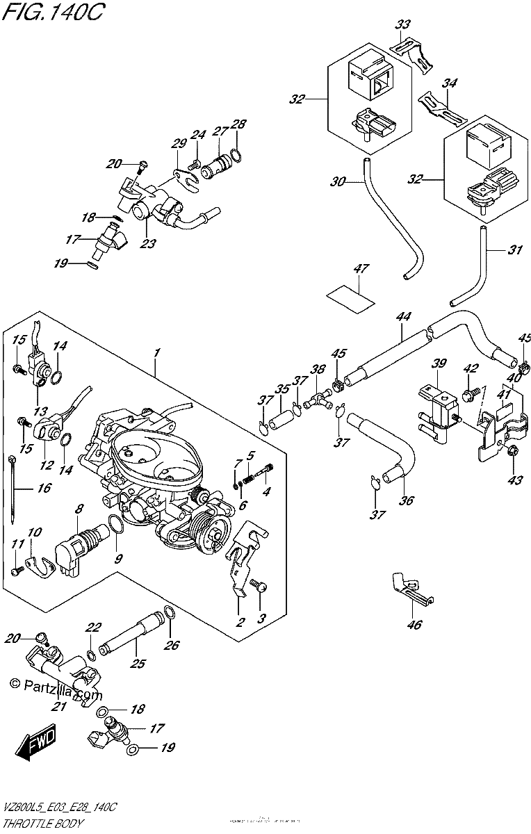 Diagrama de THROTTLE BODY VZ800L5 E33