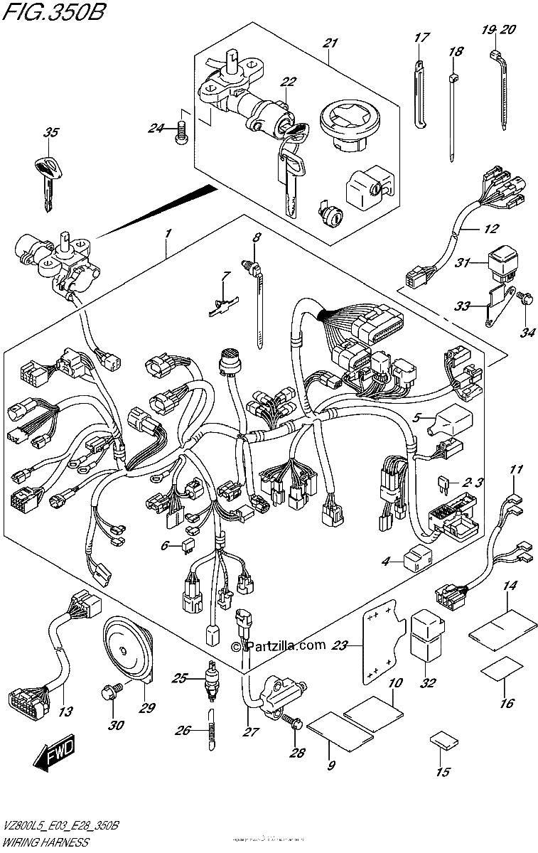 Diagrama de WIRING HARNESS VZ800L5 E28