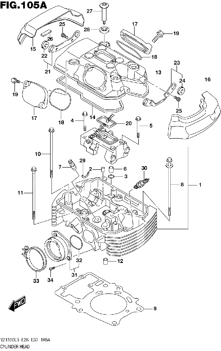 Diagrama de CYLINDER HEAD REAR