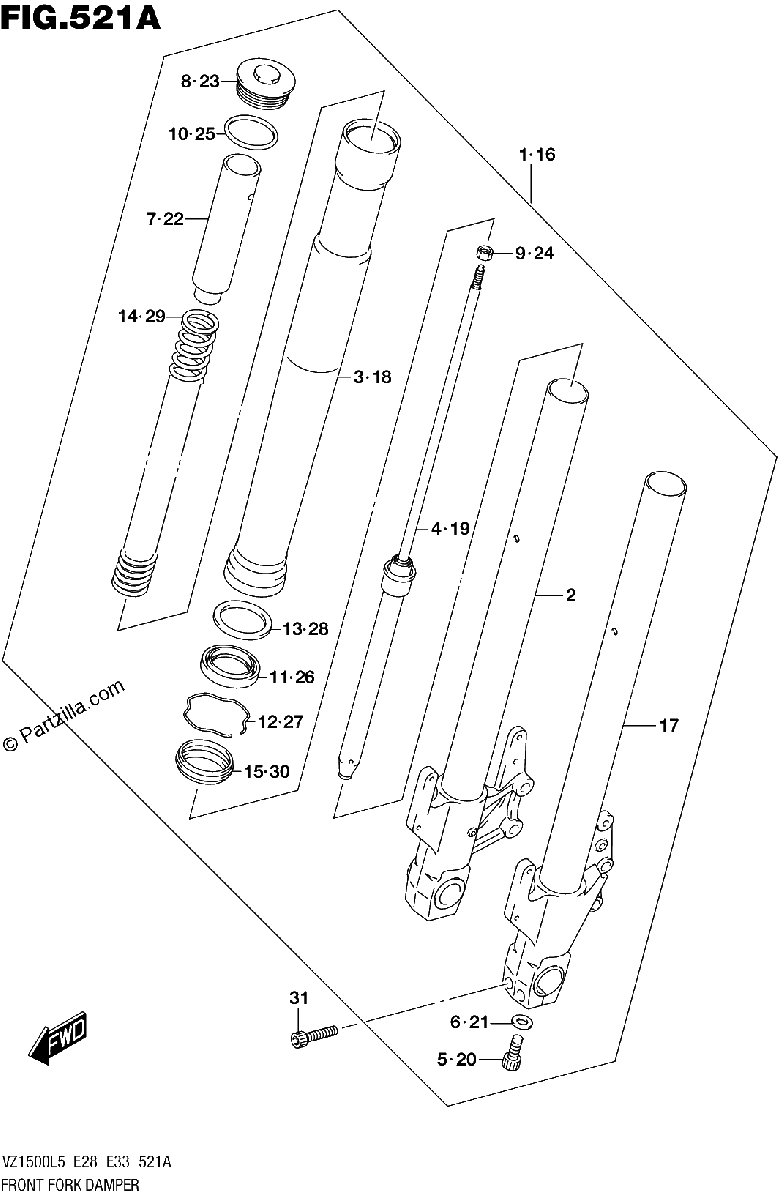 Diagrama de FRONT FORK DAMPER