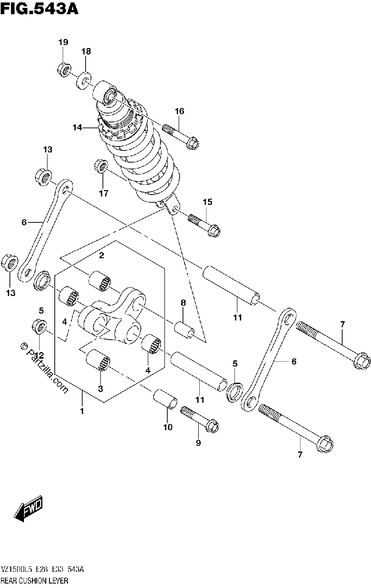 Diagrama de REAR CUSHION LEVER