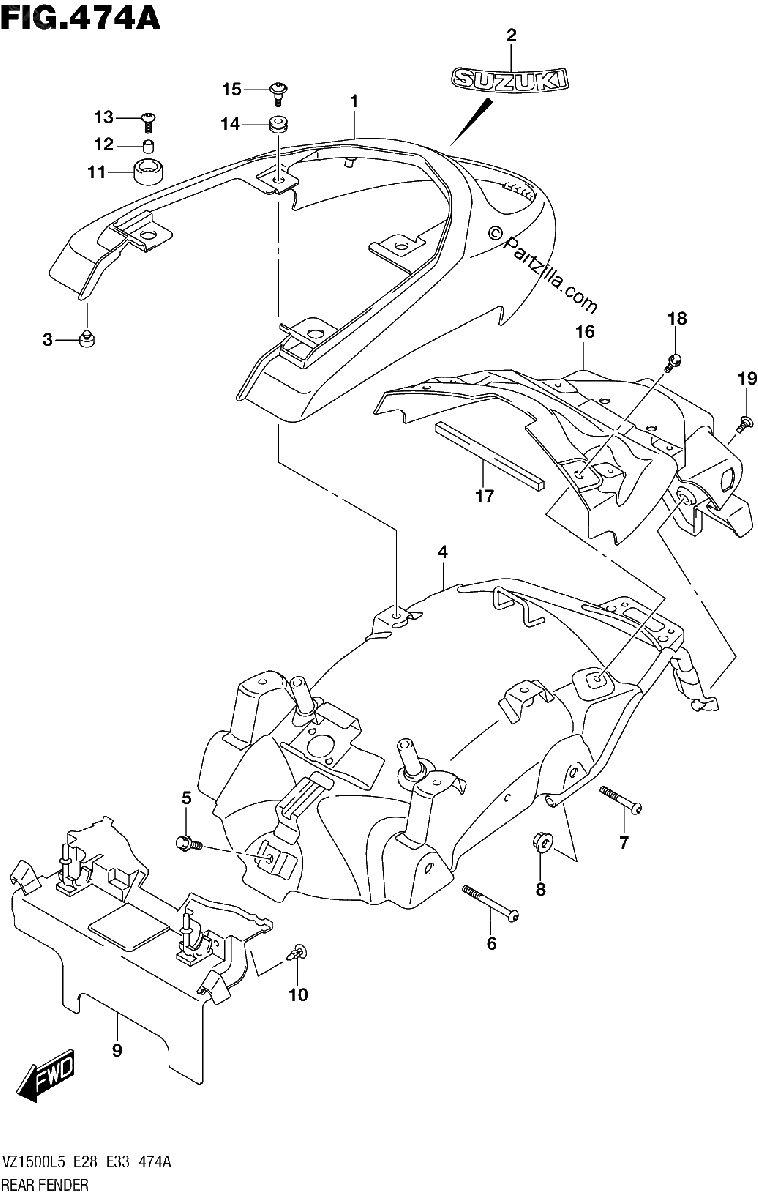 Diagrama de REAR FENDER