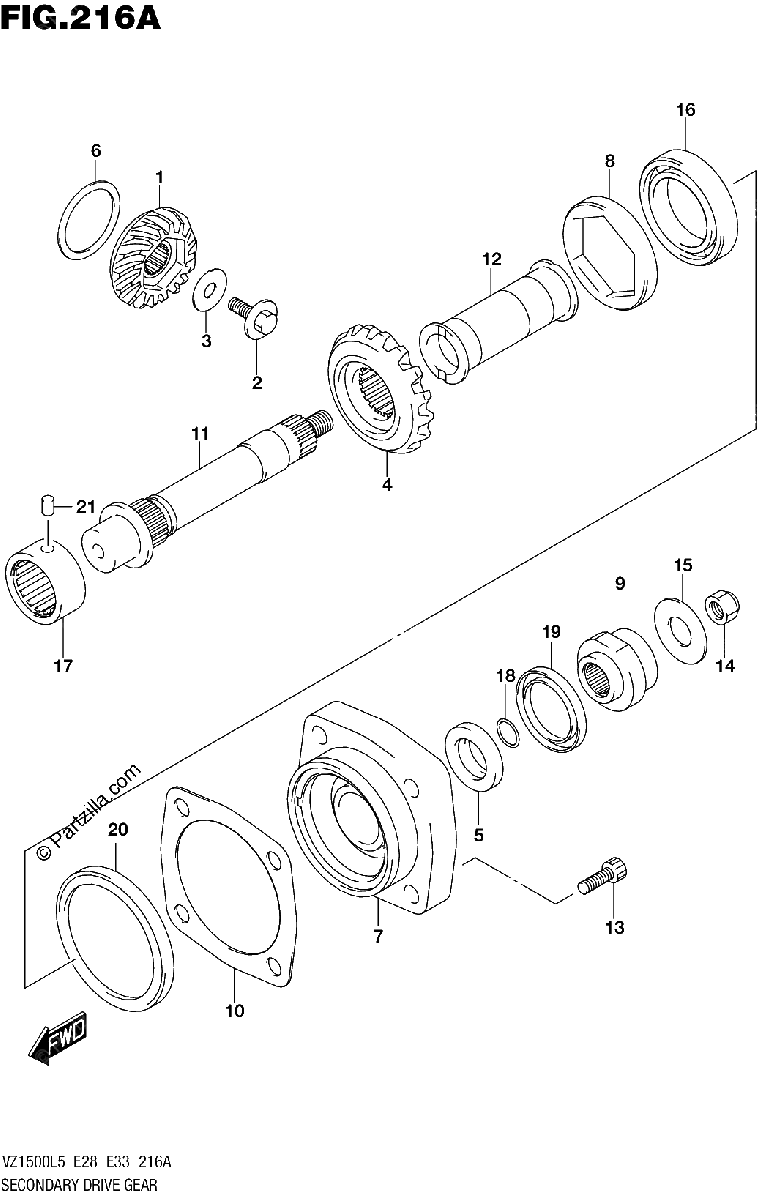 Diagrama de SECONDARY DRIVE GEAR