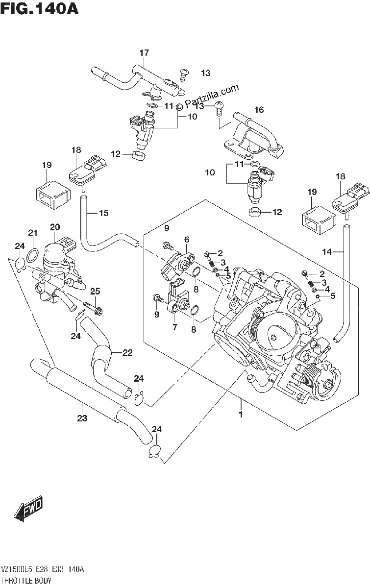 Diagrama de THROTTLE BODY VZ1500L5 E28