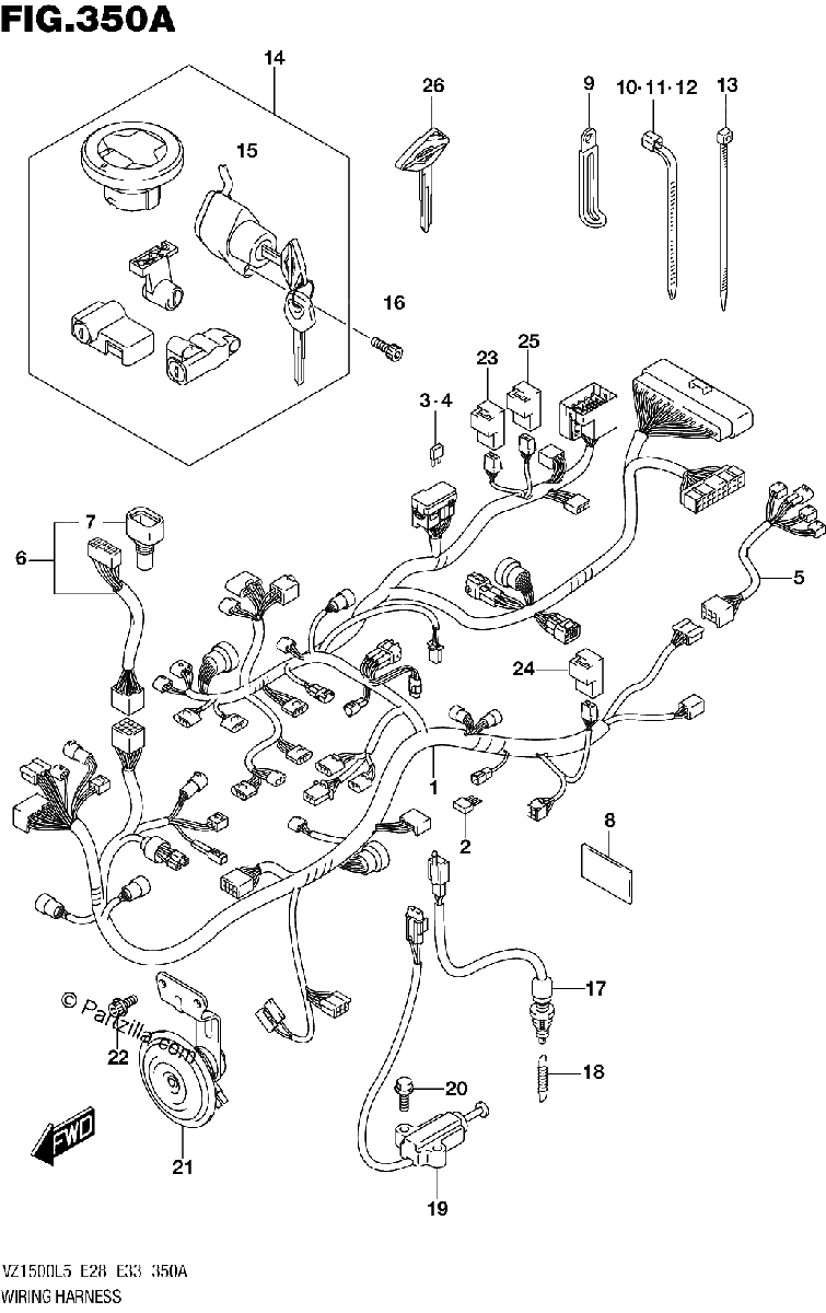 Diagrama de WIRING HARNESS VZ1500L5 E28