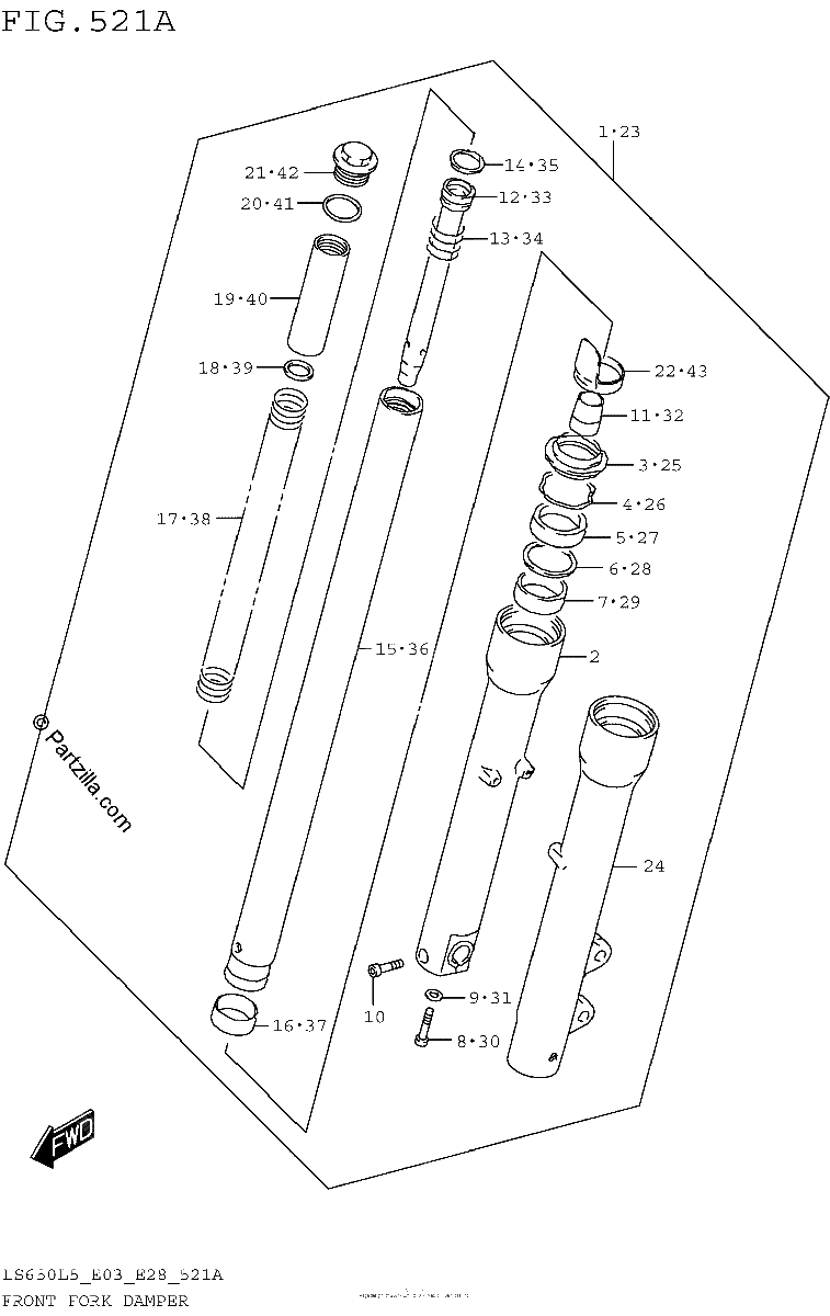 Diagrama de FRONT FORK DAMPER