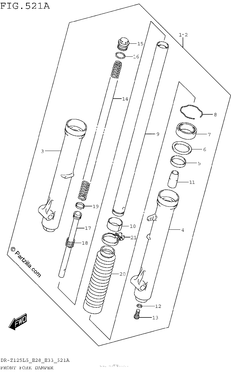 Diagrama de FRONT FORK DAMPER DR Z125L5 E28