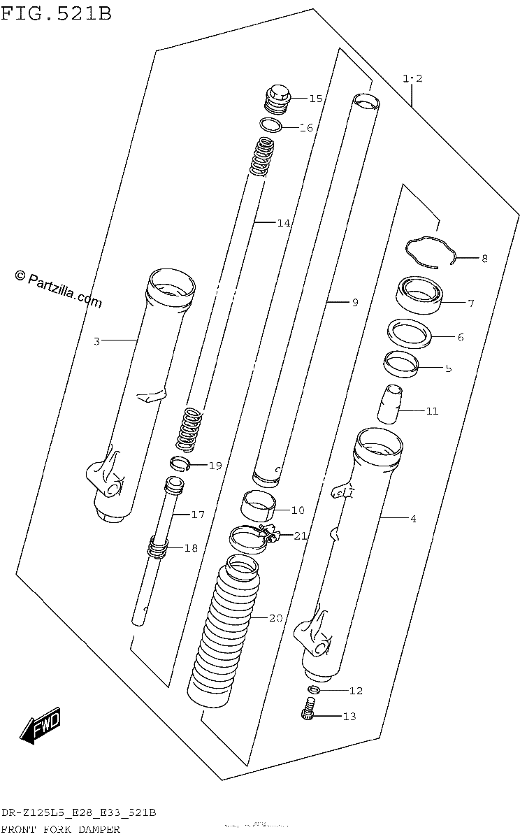 Diagrama de FRONT FORK DAMPER DR Z125L5 E33