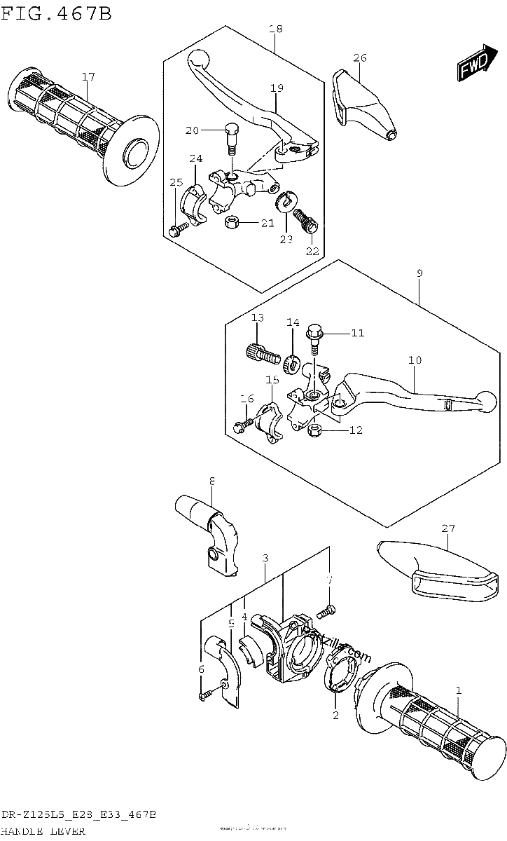 Diagrama de HANDLE LEVER DR Z125L5 E33