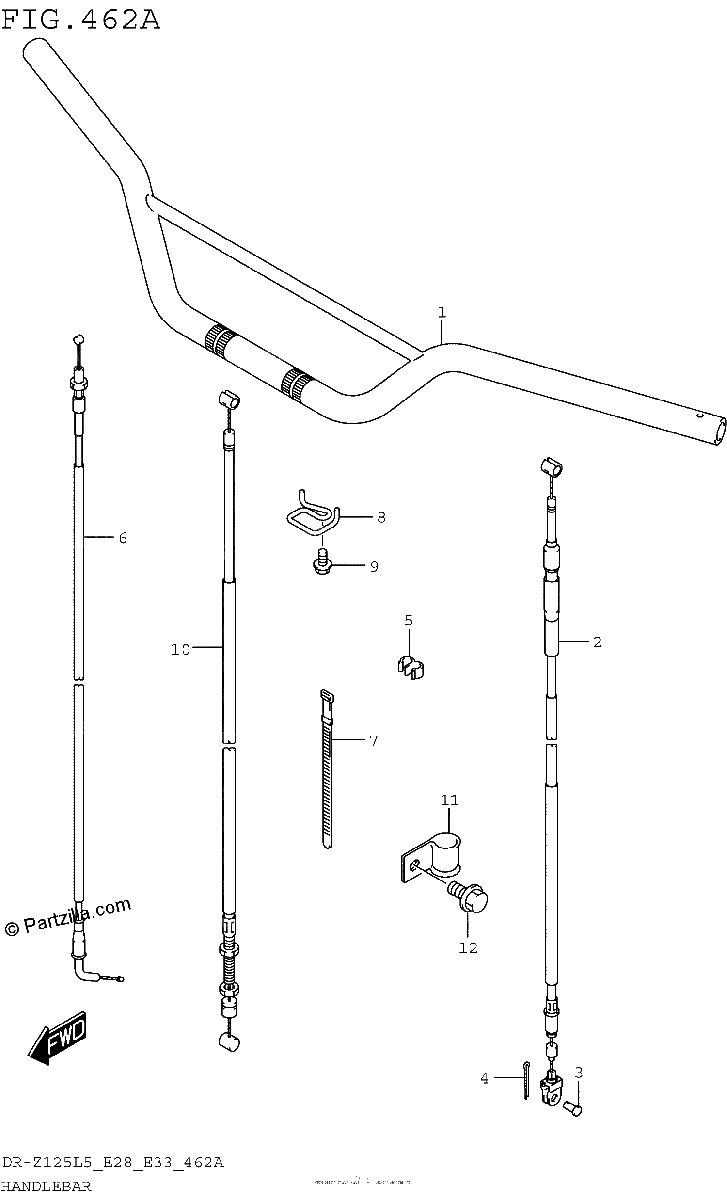 Diagrama de HANDLEBAR DR Z125L5 E28