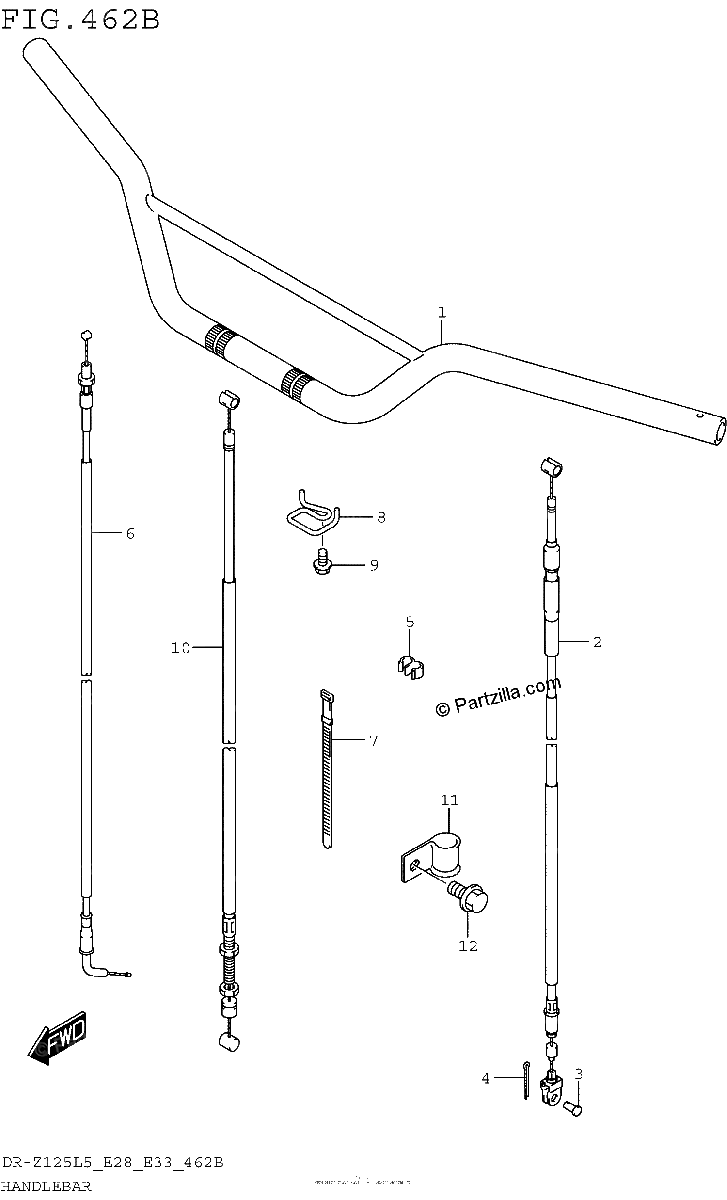 Diagrama de HANDLEBAR DR Z125L5 E33