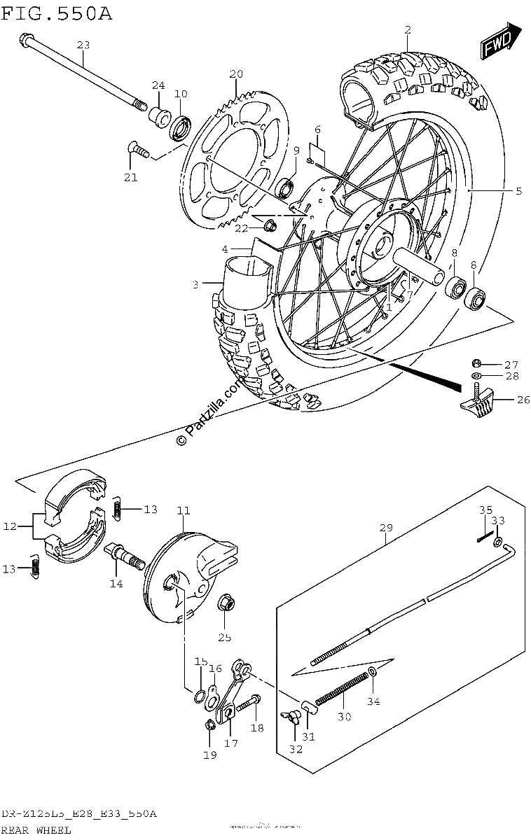 Diagrama de REAR WHEEL DR Z125L5 E28