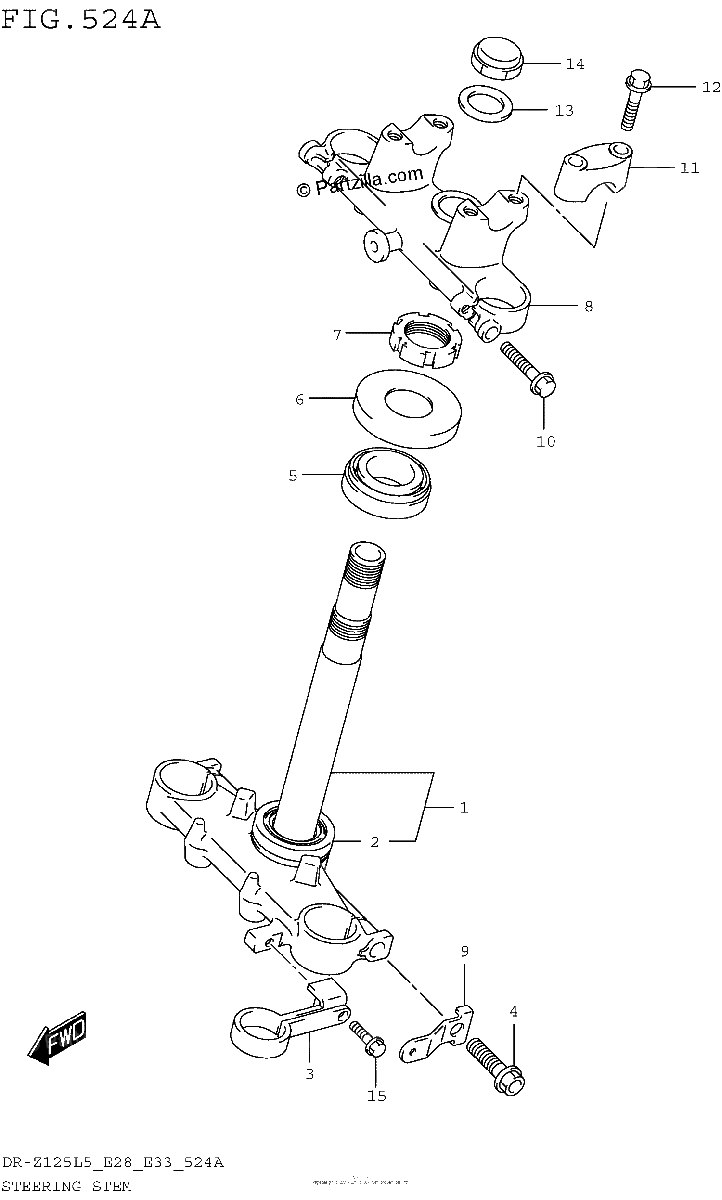 Diagrama de STEERING STEM DR Z125L5 E28