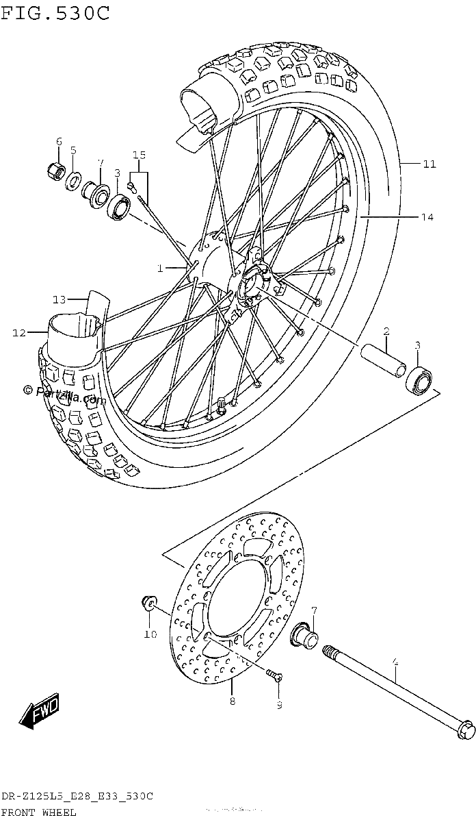 Diagrama de FRONT WHEEL DR Z125LL5 E28