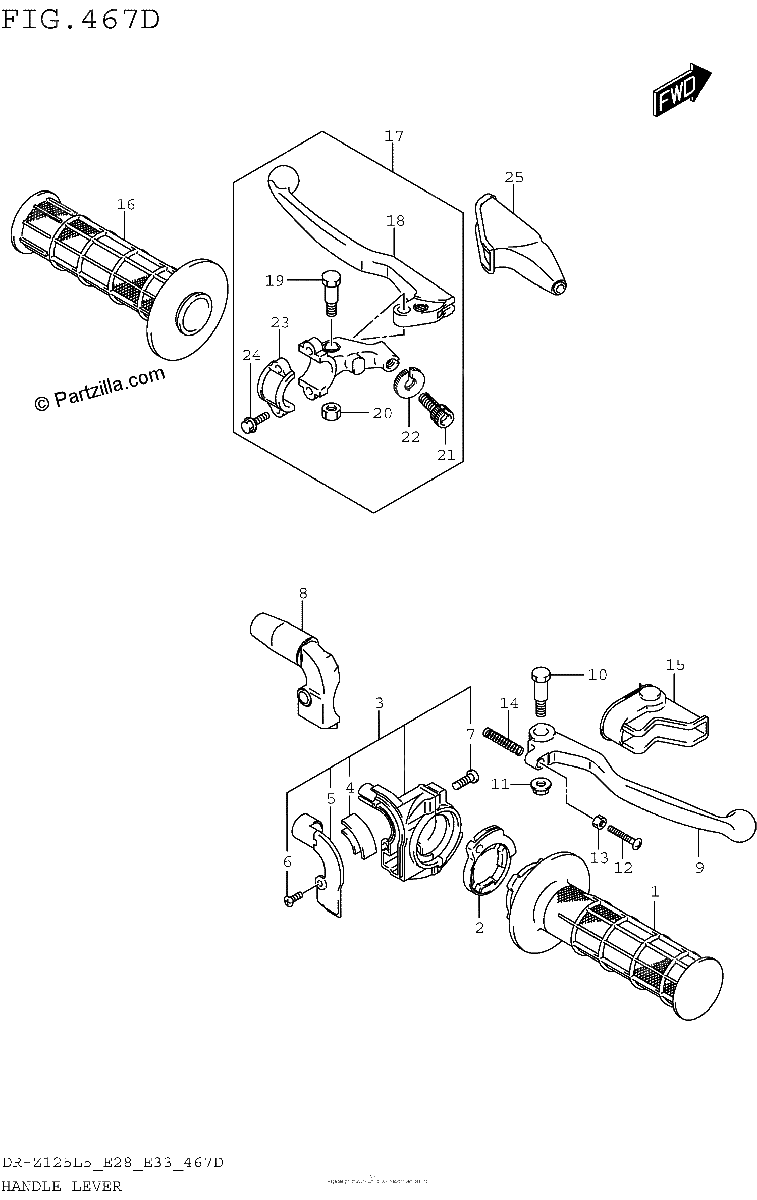 Diagrama de HANDLE LEVER DR Z125LL5 E33
