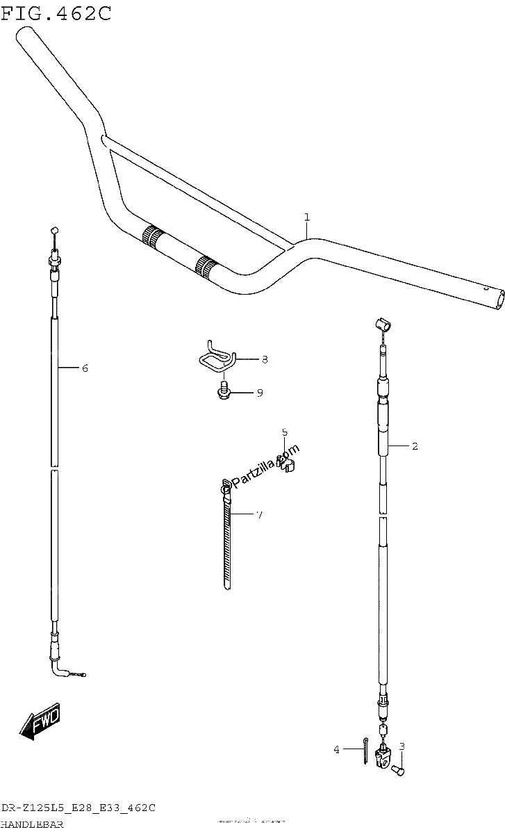 Diagrama de HANDLEBAR DR Z125LL5 E28