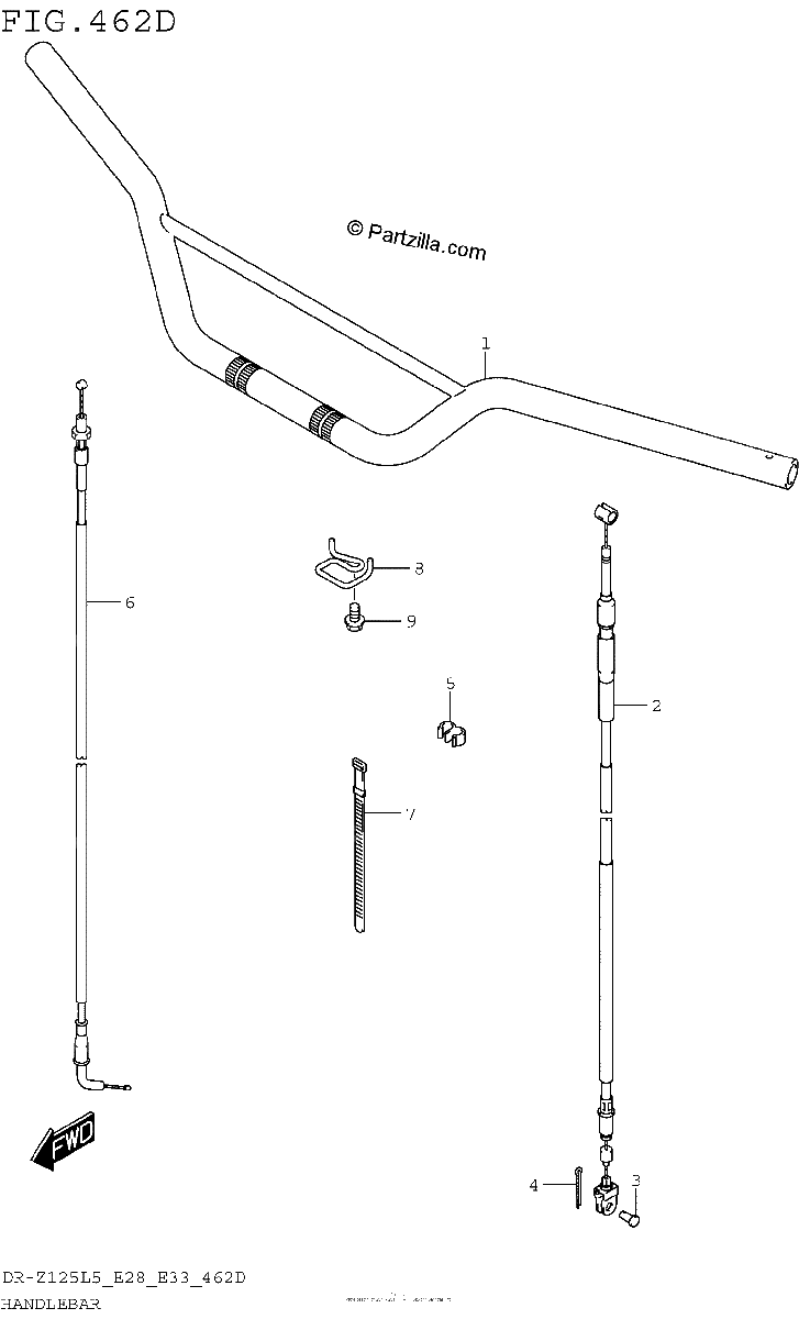 Diagrama de HANDLEBAR DR Z125LL5 E33