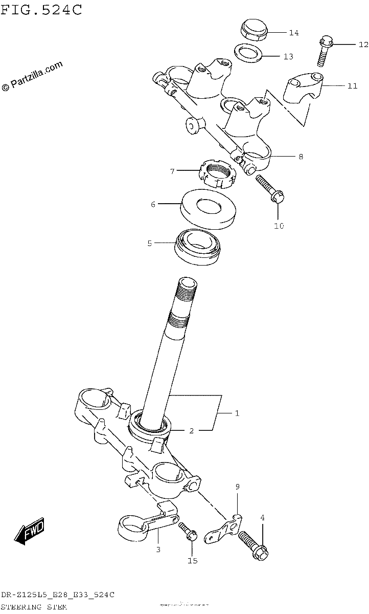 Diagrama de STEERING STEM DR Z125LL5 E28
