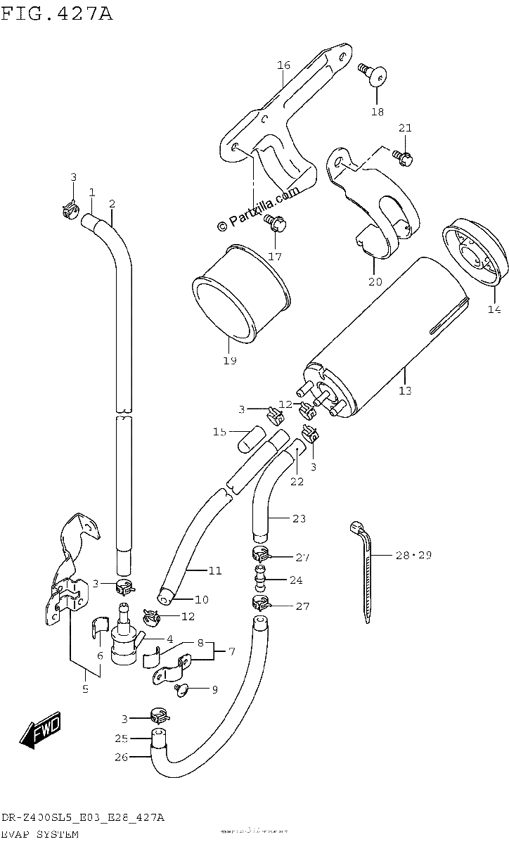 Diagrama de EVAP SYSTEM DR Z400SL5 E33