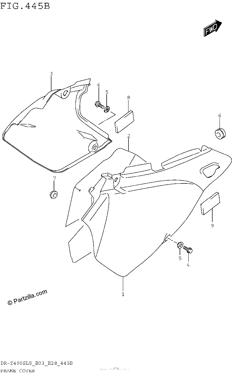 Diagrama de FRAME COVER DR Z400SL5 E28