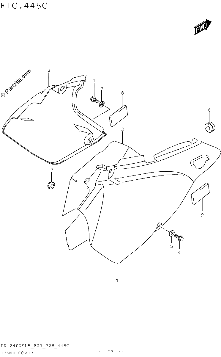 Diagrama de FRAME COVER DR Z400SL5 E33