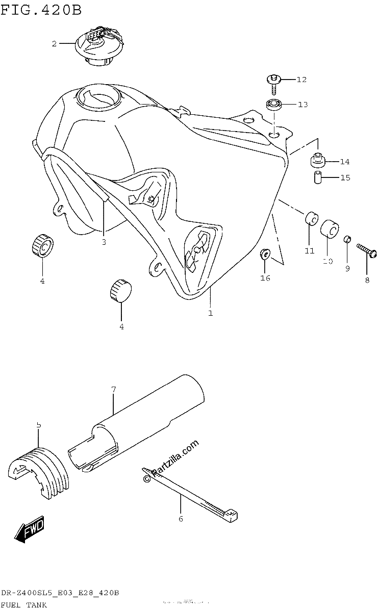 Diagrama de FUEL TANK DR Z400SL5 E28