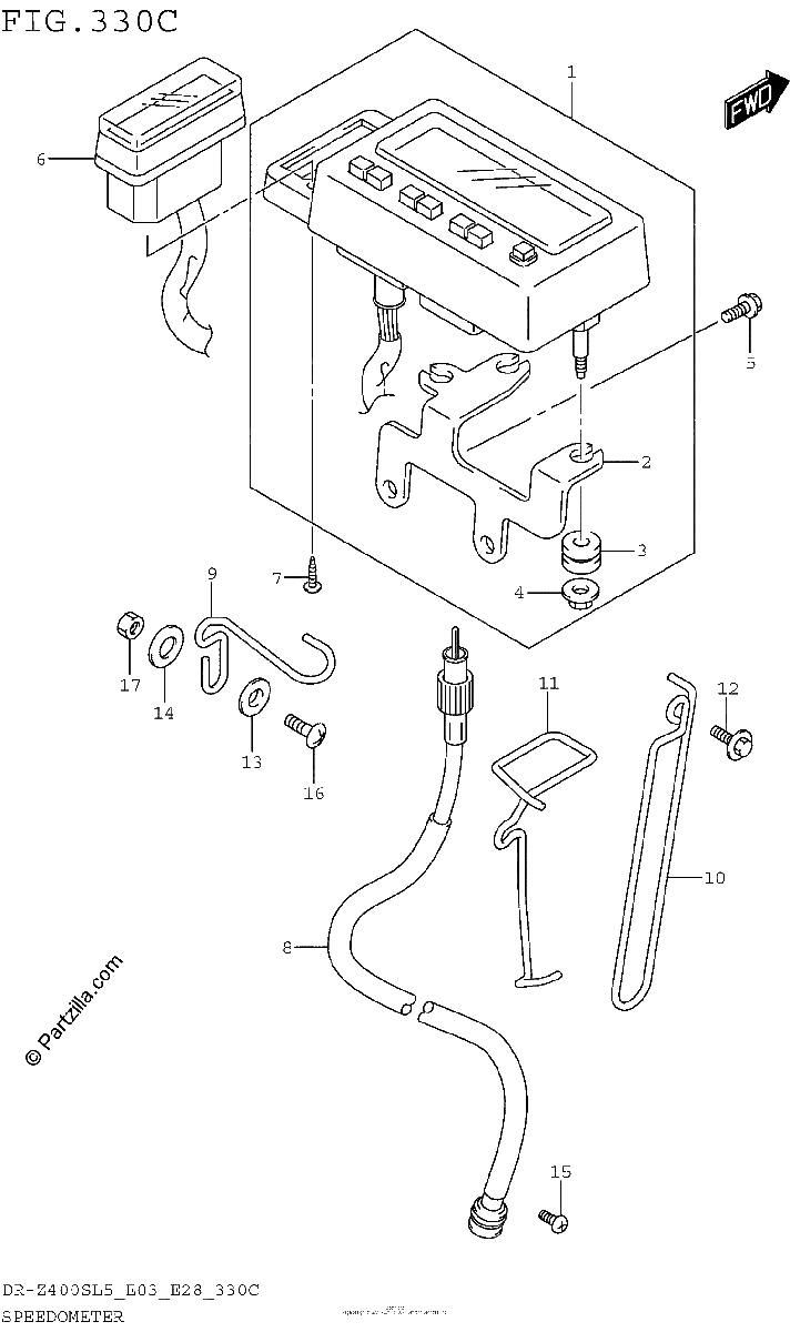 Diagrama de SPEEDOMETER DR Z400SL5 E33