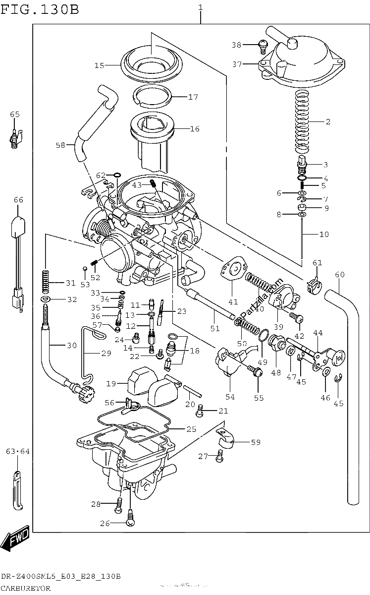Diagrama de CARBURETOR DR Z400SML5 E28