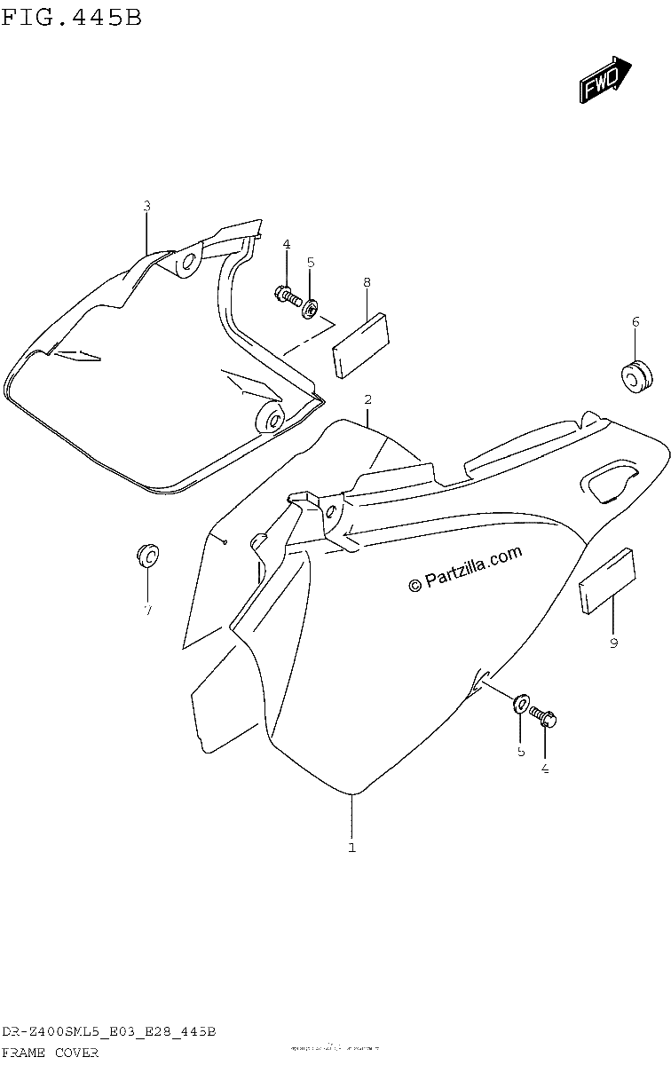 Diagrama de FRAME COVER DR Z400SML5 E28