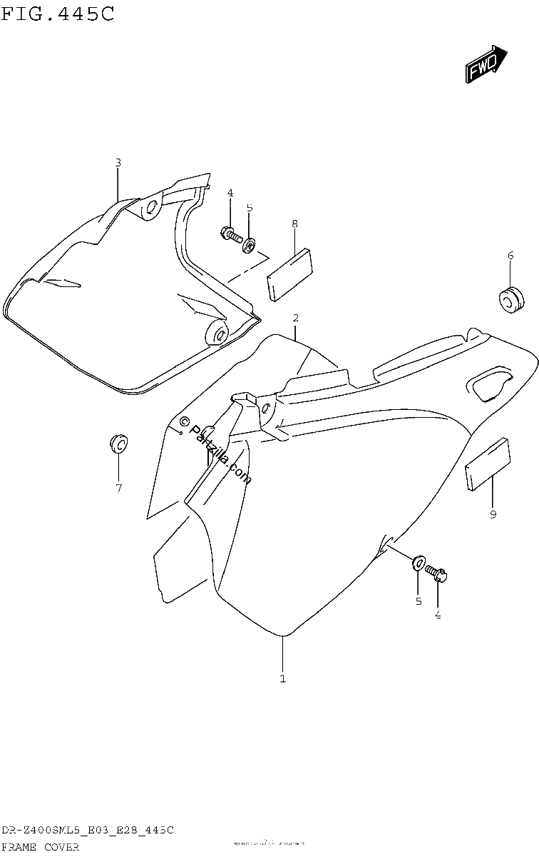 Diagrama de FRAME COVER DR Z400SML5 E33