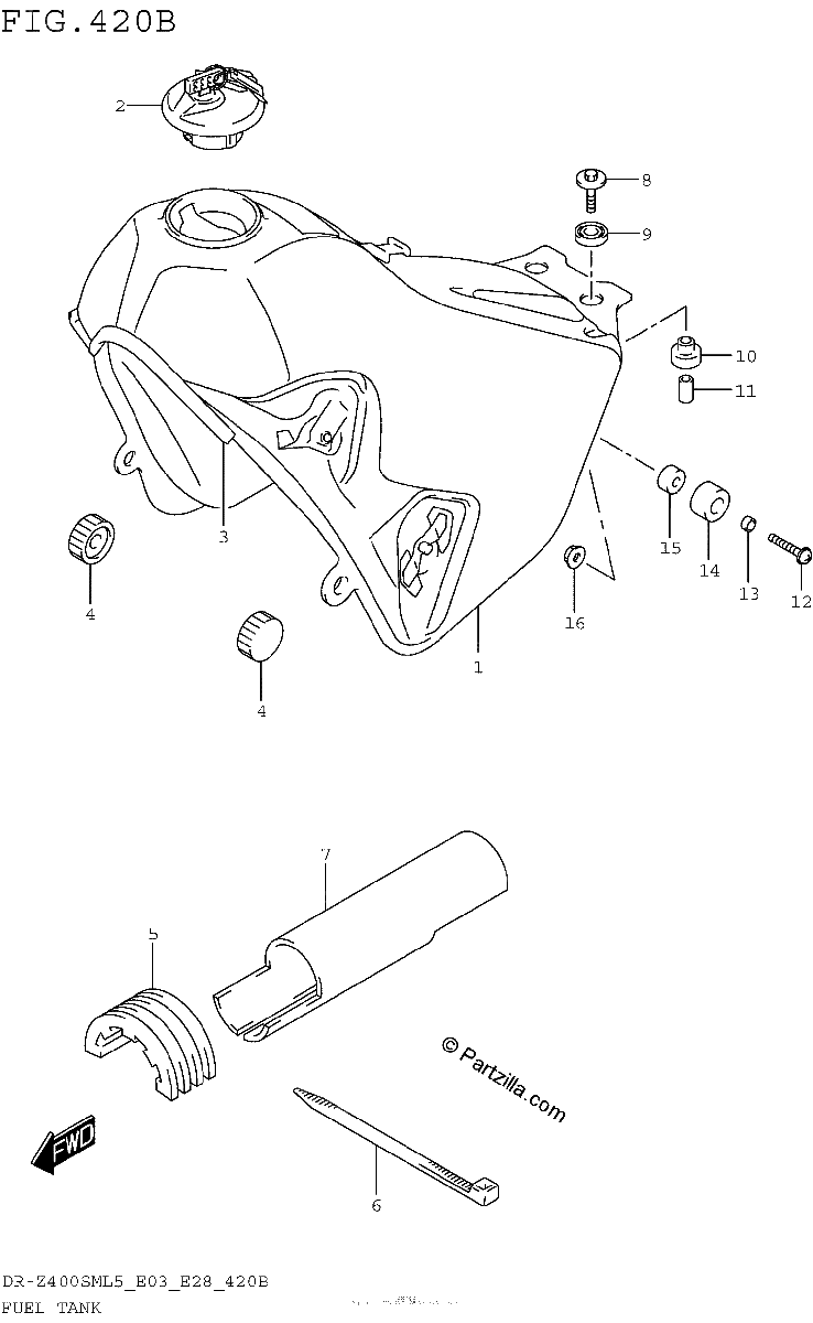 Diagrama de FUEL TANK DR Z400SML5 E28