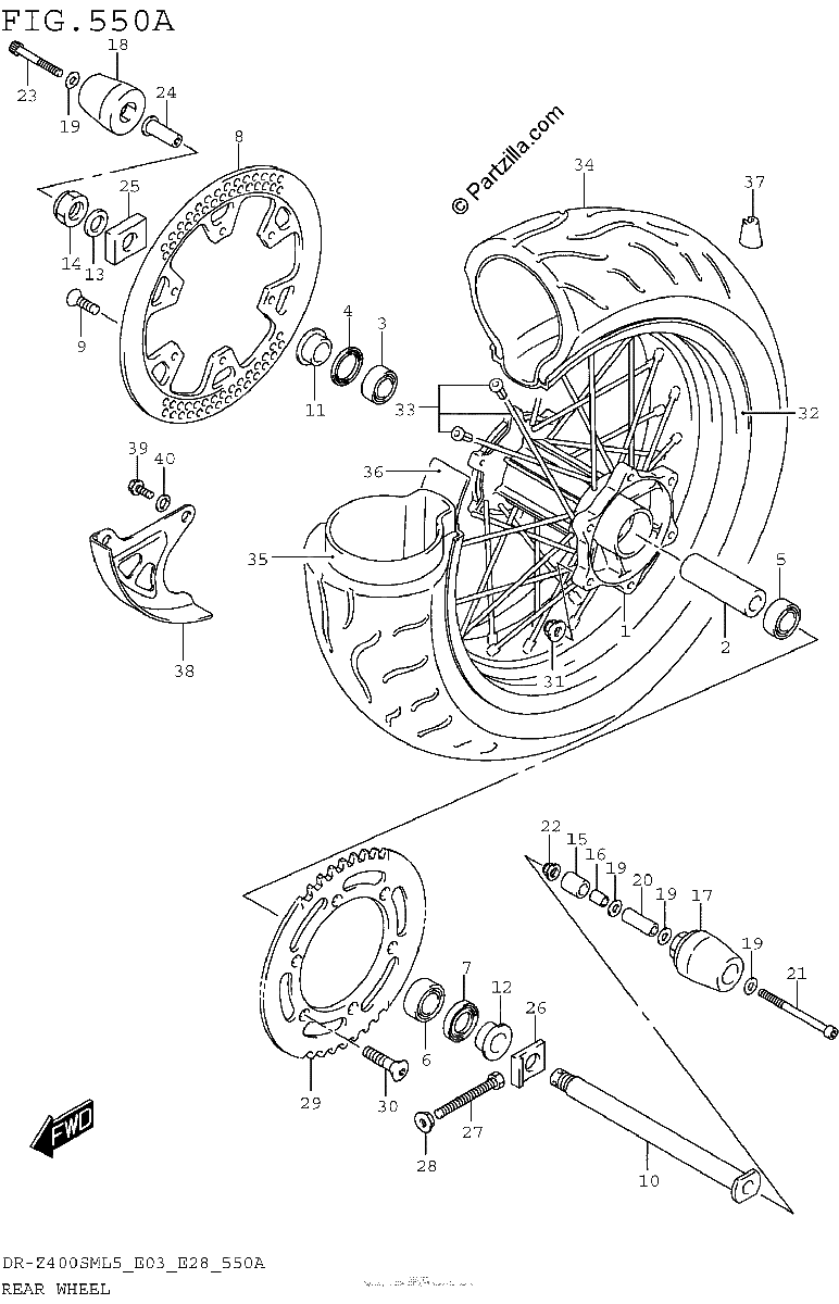 Diagrama de REAR WHEEL