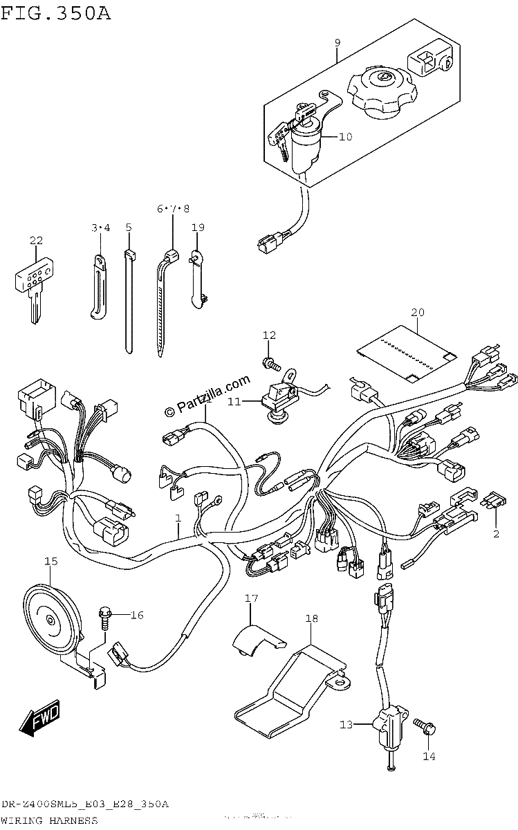 Diagrama de WIRING HARNESS DR Z400SML5 E03