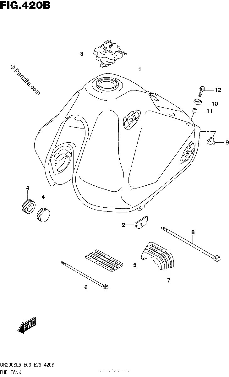 Diagrama de FUEL TANK DR200SL5 E28